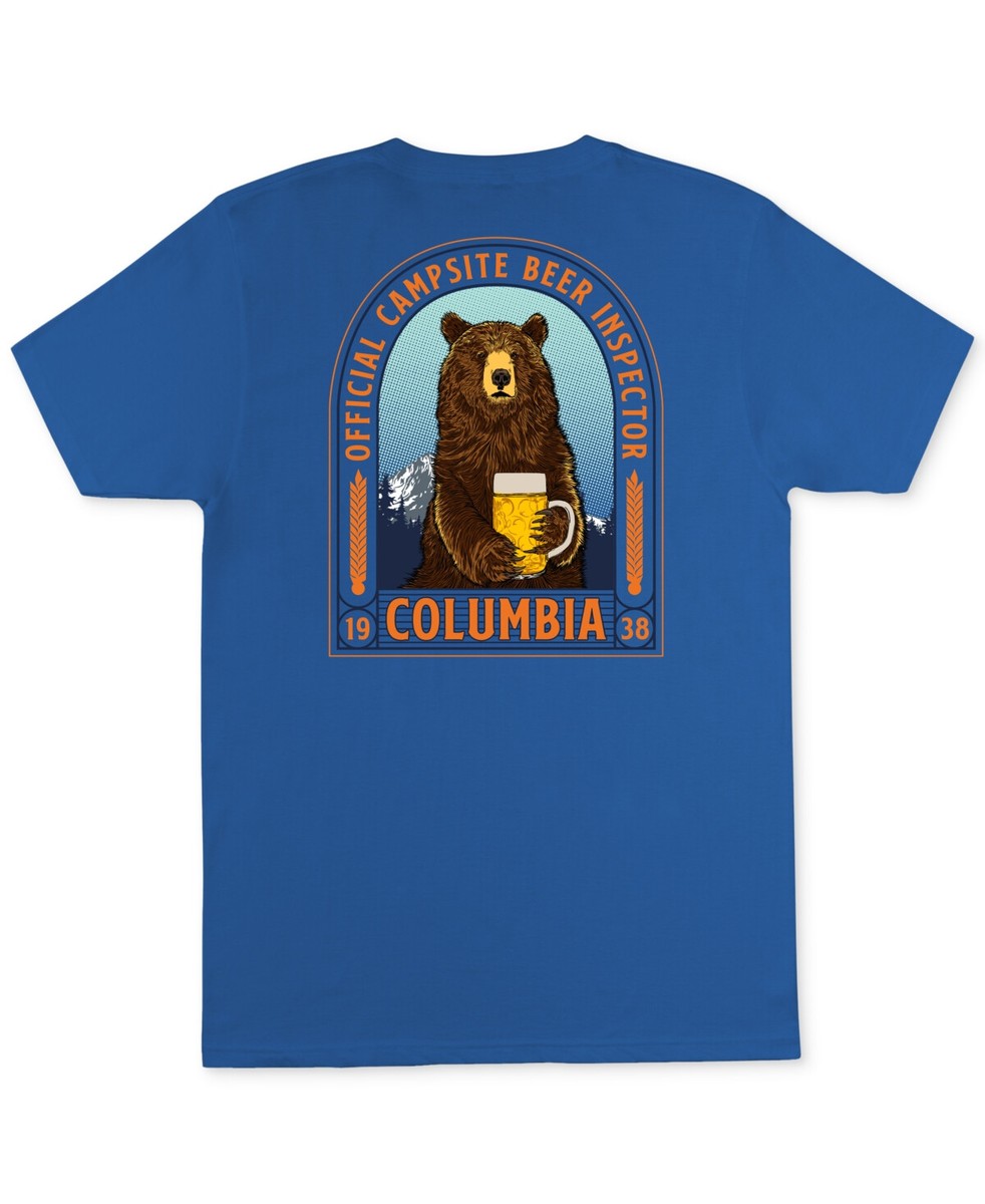 COLUMBIA Mens Bear Logo Graphic T Shirt Blue Small $28 NWT | eBay