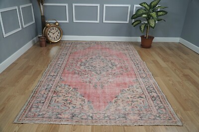 Vintage Turkish Rug, Boho Decor Rug, Red Area Rug, Carpet, 5.15x8.69 ft. H-2089