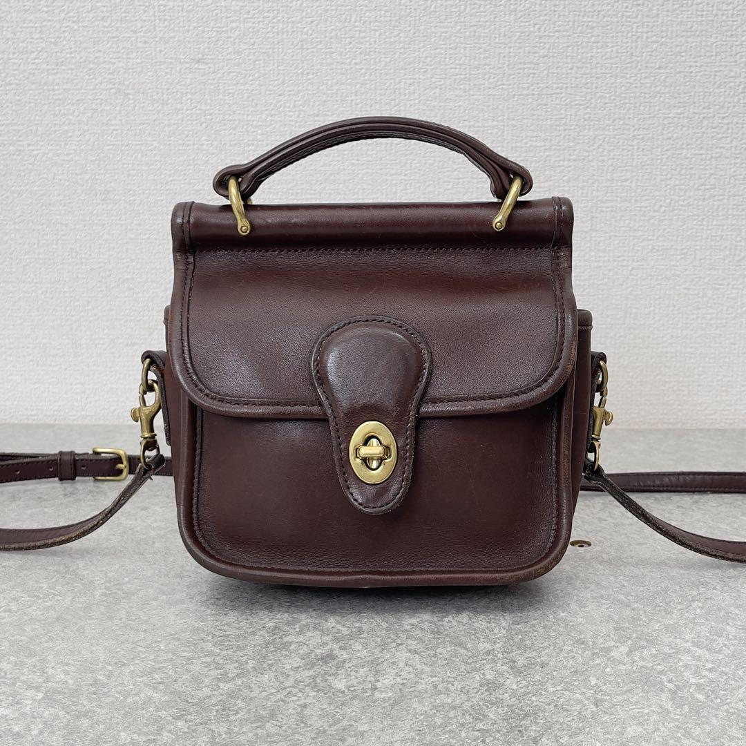 バッグ COACH Vintage 2Way Shoulder Bag TurnLock Vintage Coach Winnie Brown Turnlock 2Way Handbag Shoulder