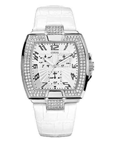 Guess Silver Tone Dial Square Case Brown Leather Wide Band  display picture 3