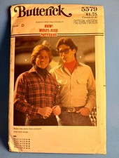 Butterick Sewing Pattern 5579 Mens Button Down Shirt Vintage 1970s Size D