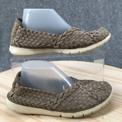Skechers Shoes Womens 6 Weave Flats Slip On Taupe Beige Fabric Casual Comfort