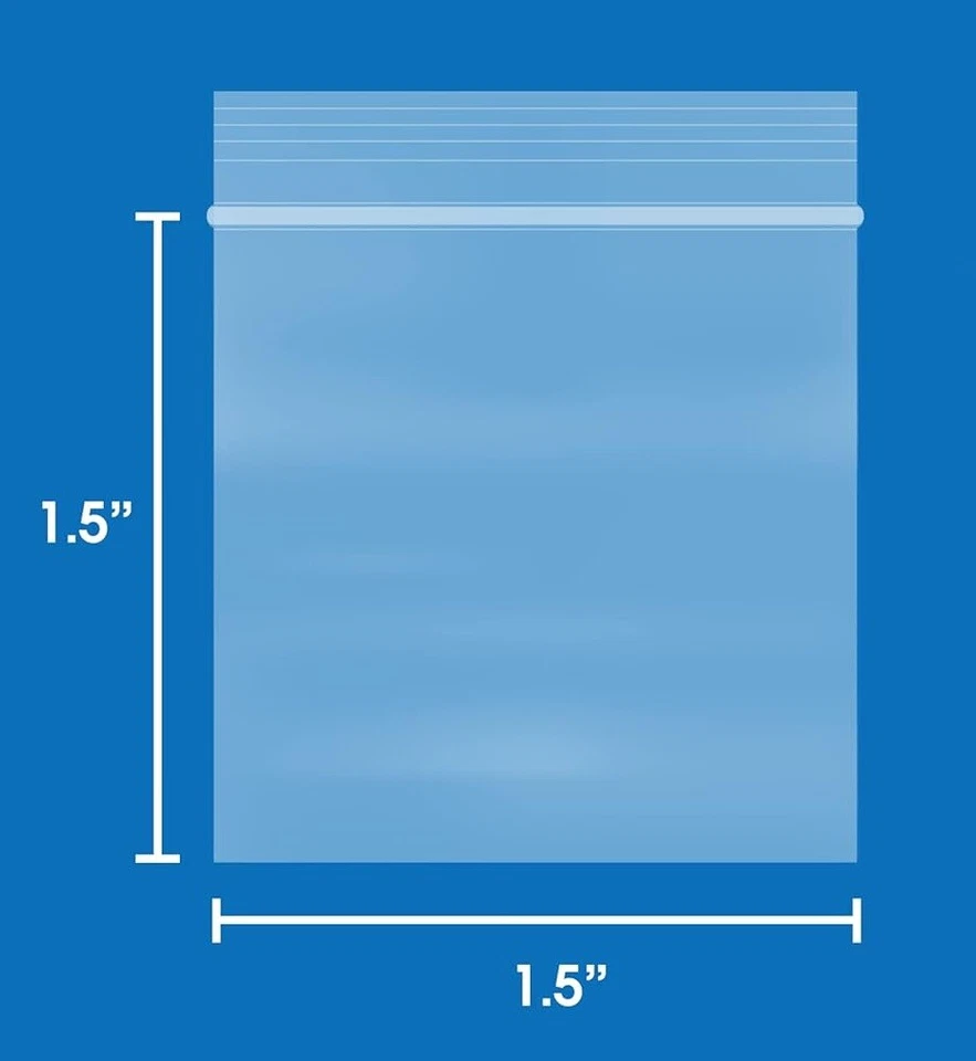 Lot of (1.5”X1.5”) 2 Mil Clear Poly Bags, Resealable Lock Seal Zipper - Image 2 of 4