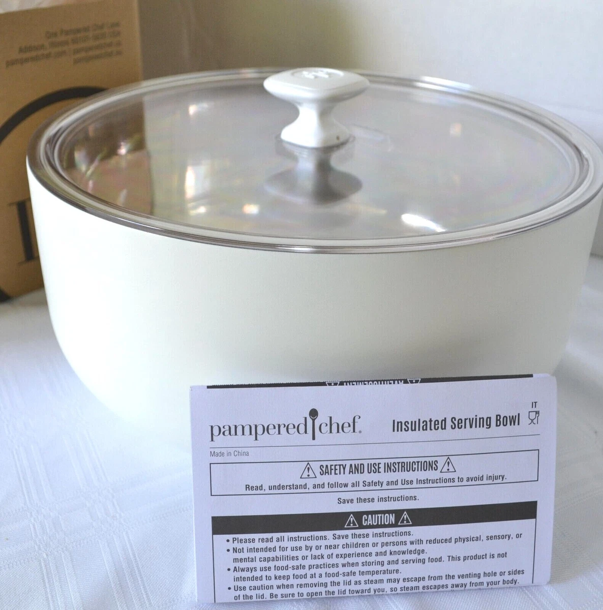 Pampered Chef ~NEW~4 Qt INSULATED SERVING BOWL + Lid ~Keep Hot or