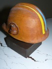 VINTAGE BELL TELEPHONE HARD BOILED HARD HAT Wood Sculpture Stand ONE OF A KIND — photo 9