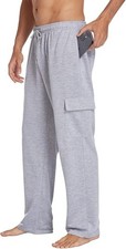 Men's open Baggy Cargo Sweat Pants w/Pockets Gym or Lounge-Gray Size 2XL