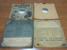 VTG Rare Antique Thomas Edison Diamond Disc Records (Lot-4) in Sleeves