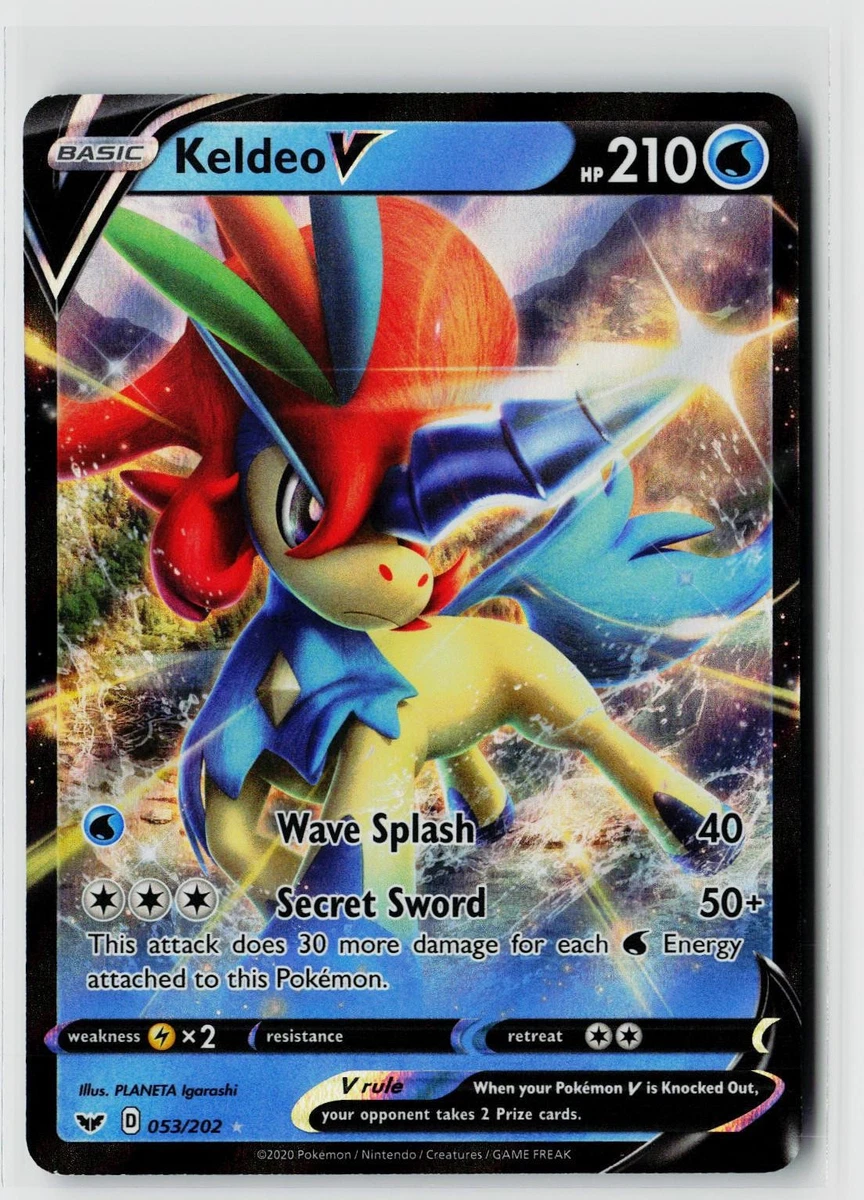 keldeo v pokemon card TCG - Sword & Shield Full Art Holo 053/202 Weakness / Resistance / Retreat Cost Keldeo V | Sword &
