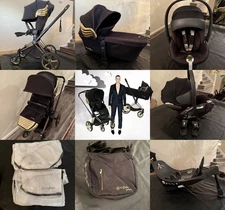 COMPLETE Cybex Priam Jeremy Scott Stroller Car seat Bassinet Bag Muff Gold Wings