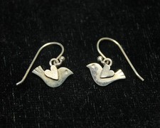 Sea Gems Love Birds 925 Sterling Silver Dangle Earrings For Pierced Ears