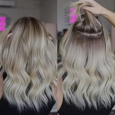 16"  Hand Tied Weft 100% Virgin Human Hair Extension Wavy Hair Sew in Bundle