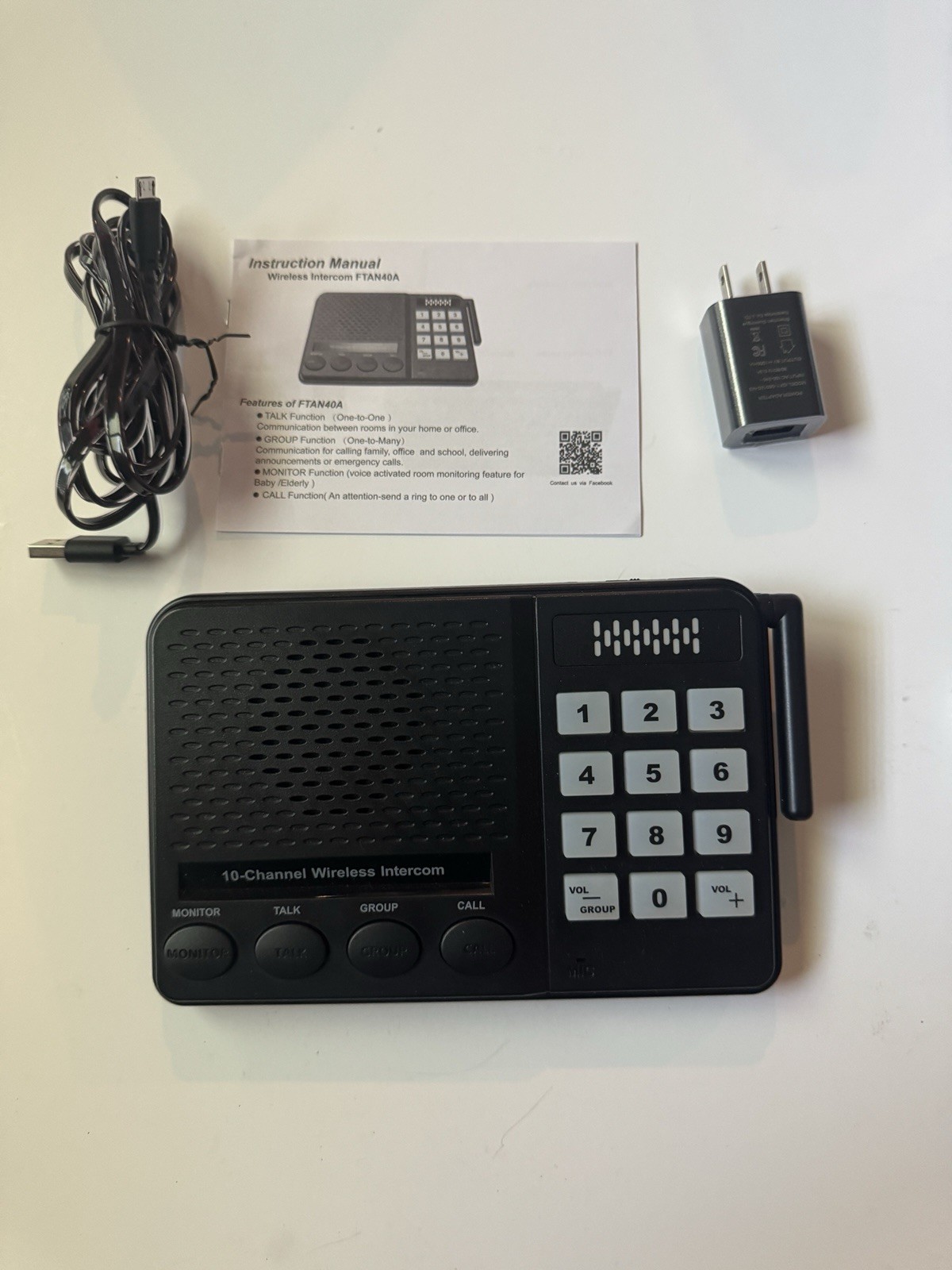 FTAN40A Intercom System 10-Channel Home Intercom Unit – 3 Digital Codes
