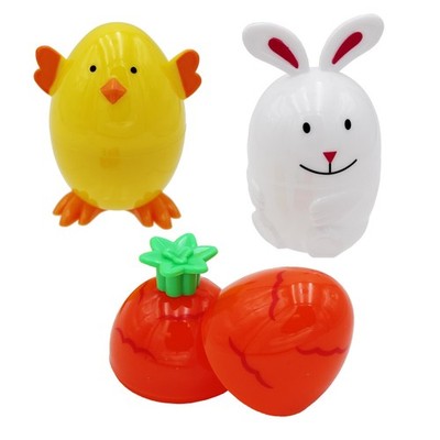 Kunststoff befüllbare Eier Osterhase, Karotte und Küken Figur 3er Pack Eiersuche