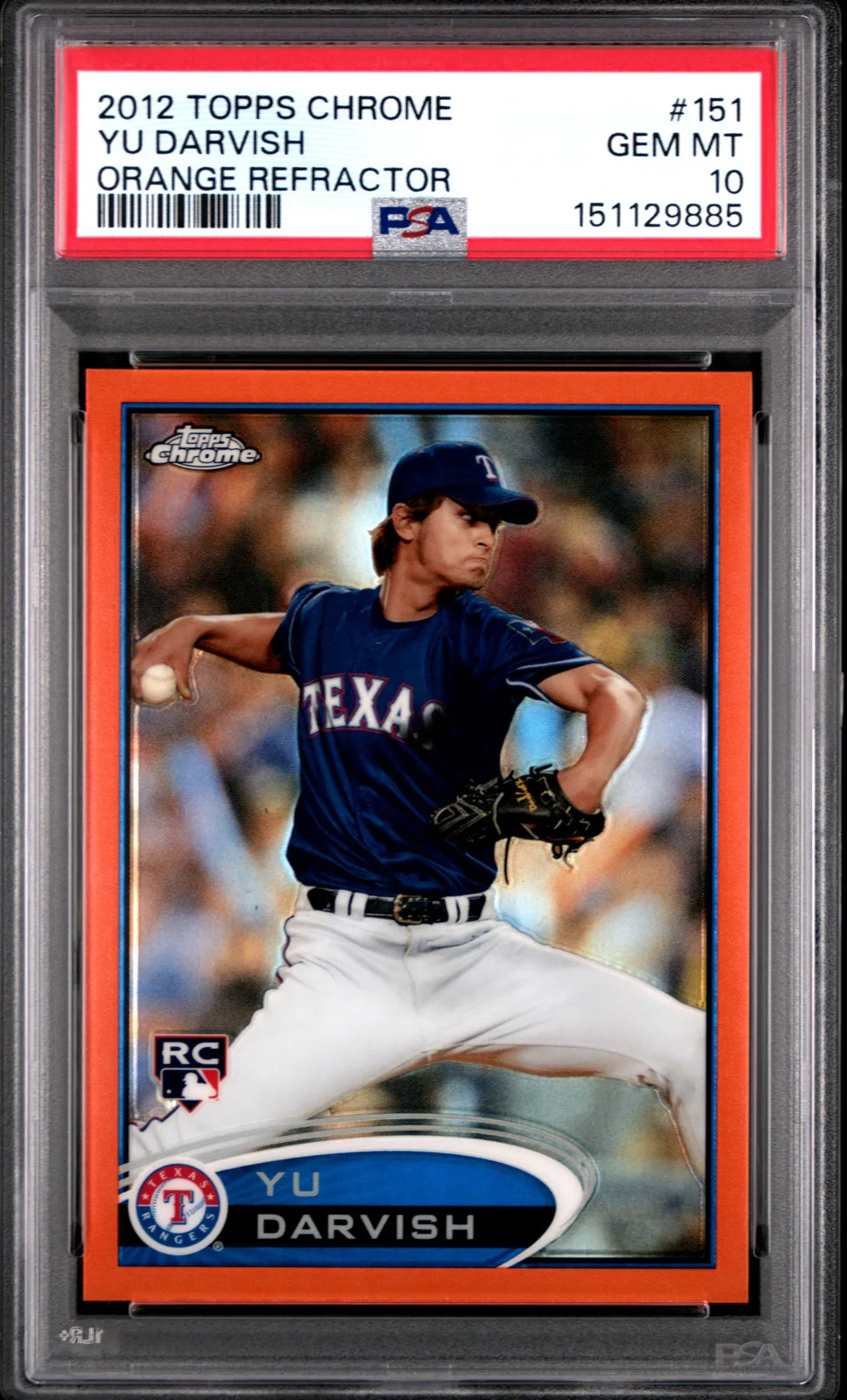 2012 Topps Chrome Yu Darvish #151 Orange Refractor RC PSA 10