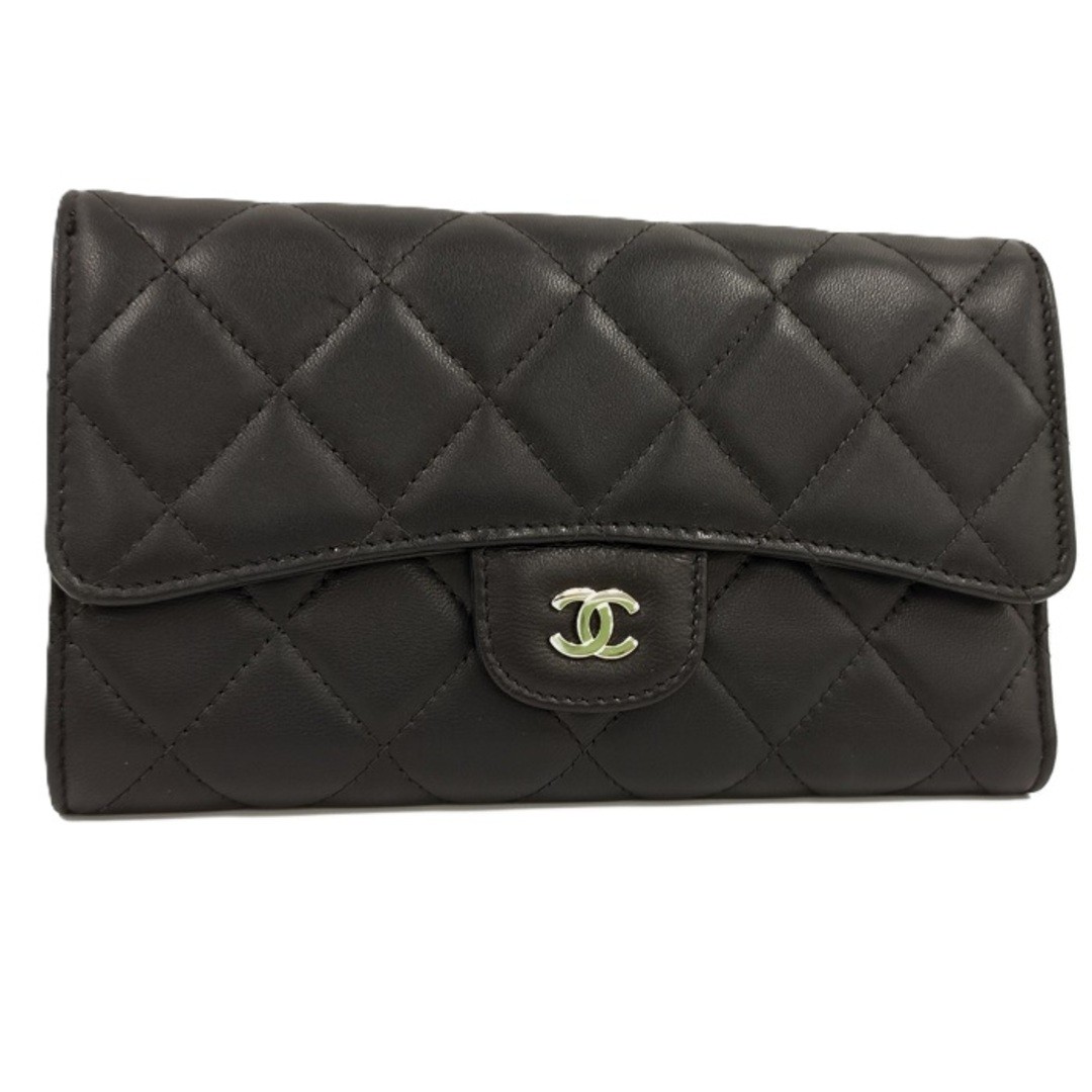 Chanel Matelasse Classic Long Flap Trifold Wallet in Caviar Leather