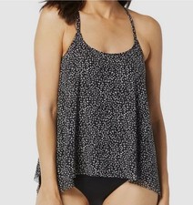 Coco Reef Women Black Current Mesh Tankini Top Swimwear Size 36D