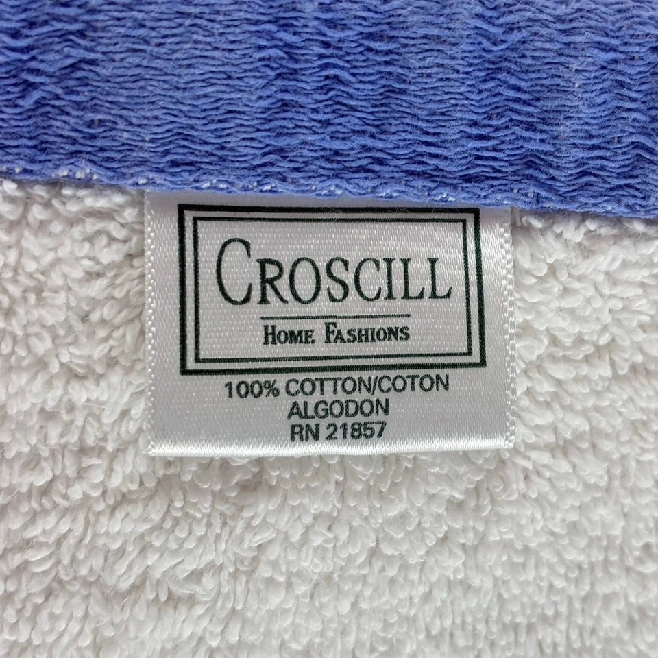 Croscill Lote de 2 Toallas de Baño 100% Algodón 27X49 Azul Blanco Floral Ramo Foto 4 de 4