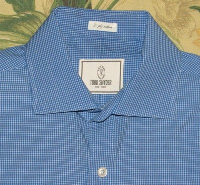 TODD SNYDER Blue White Check Long Sleeve Button Down Shirt 15.5 - 34/35
