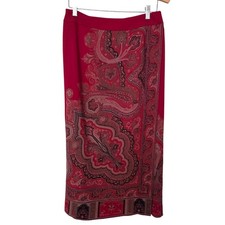 Vintage Talbots Petites 8 Wool Wrap Straight/Pencil Lined Midi Skirt EUC Red