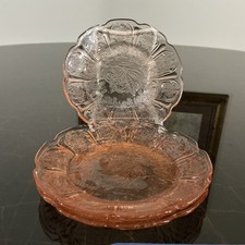 Jeannette  Cherry Blossom 6  Pink Depression Glass Plates Set Of 3