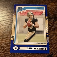 #251 2024 Panini Donruss Rated Rookie Blue Press Proof Spencer Rattler #359 RC