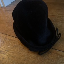 Vintage Fur Velour 1950s Hat With Bow  Union Made Size M
