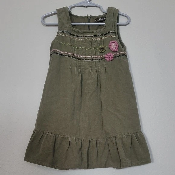 slim fit dress slacks Hunter Green Washed Corduroy Collared Fringe Hem Dress main image 0