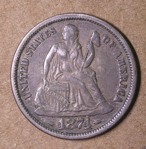 1874-P Seated Liberty Dime — photo from the most recent tracked eBay sale