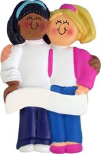 Friends Sisters African-American Blonde Personalized Christmas Tree Ornament