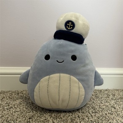 Gray Whale Plush Stuffed Animal with Sailor Hat and Anchor Emblem