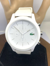 Lacoste Men's Watch 2010974 Quartz Chronograph White Dial Rubber Band 44mm