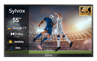 Sylvox 55''Outdoor TV 4K UHD Dolby Atmos IP55 Waterproof 1000nit Partial Sun