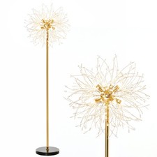 Tall Standing Lamp w/ Dandelion-like Lampshade and Crystal Refurbished