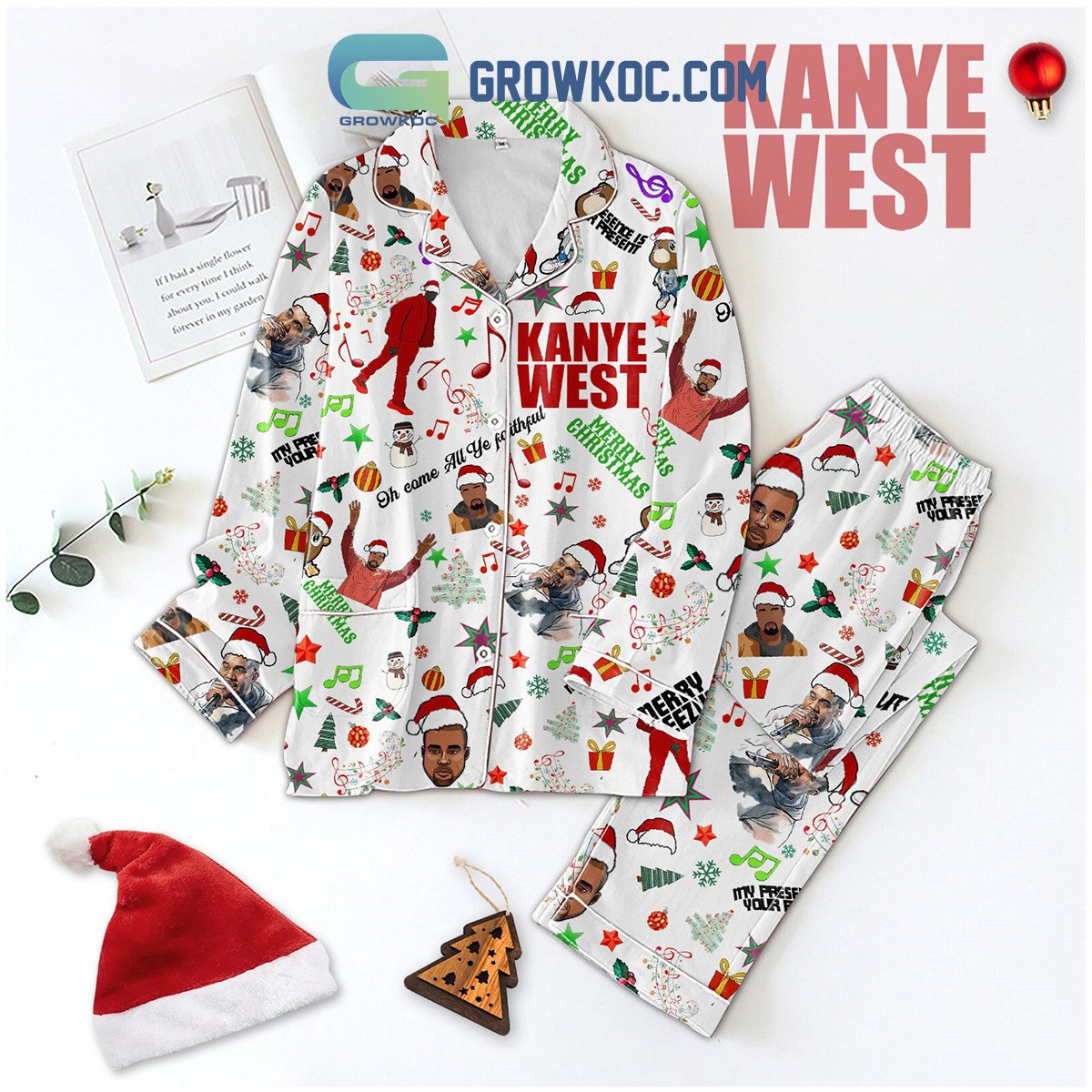 Kanye West Faithful Merry Christmas Cozy Polyester Pajama Set