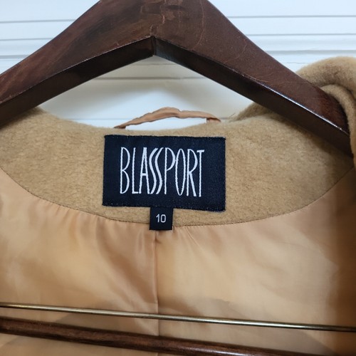 Blassport Beige Camel Hair Women’s Coat Fur Trim Size 10 Medium - Bild 4 von 9