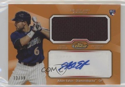 2013 Finest Jumbo Relic Rookie Refractor Orange 33/99 Adam Eaton Auto RC fm0