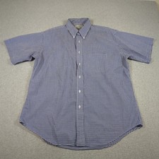 Vintage LL Bean Shirt Mens Large Gingham Check Short Sleeve Casual Button Down