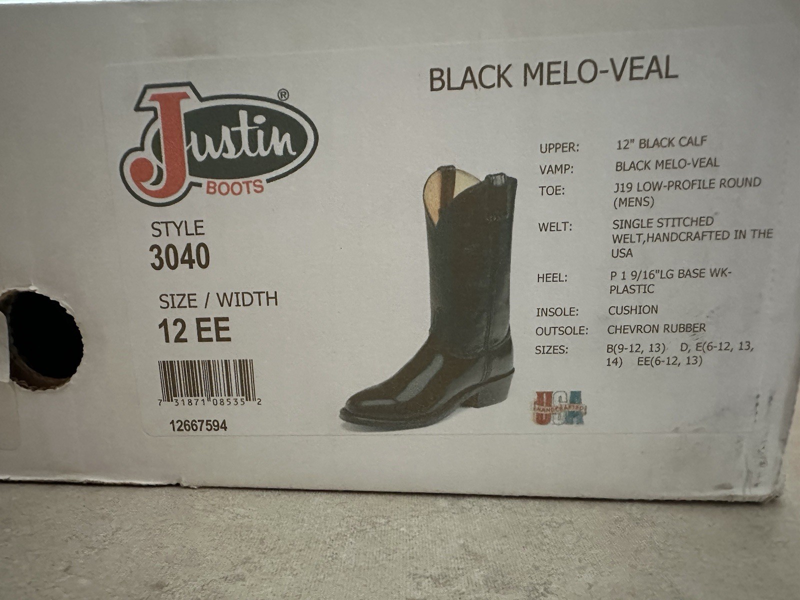 Justin Men's Genuine Leather Cowboy Boots