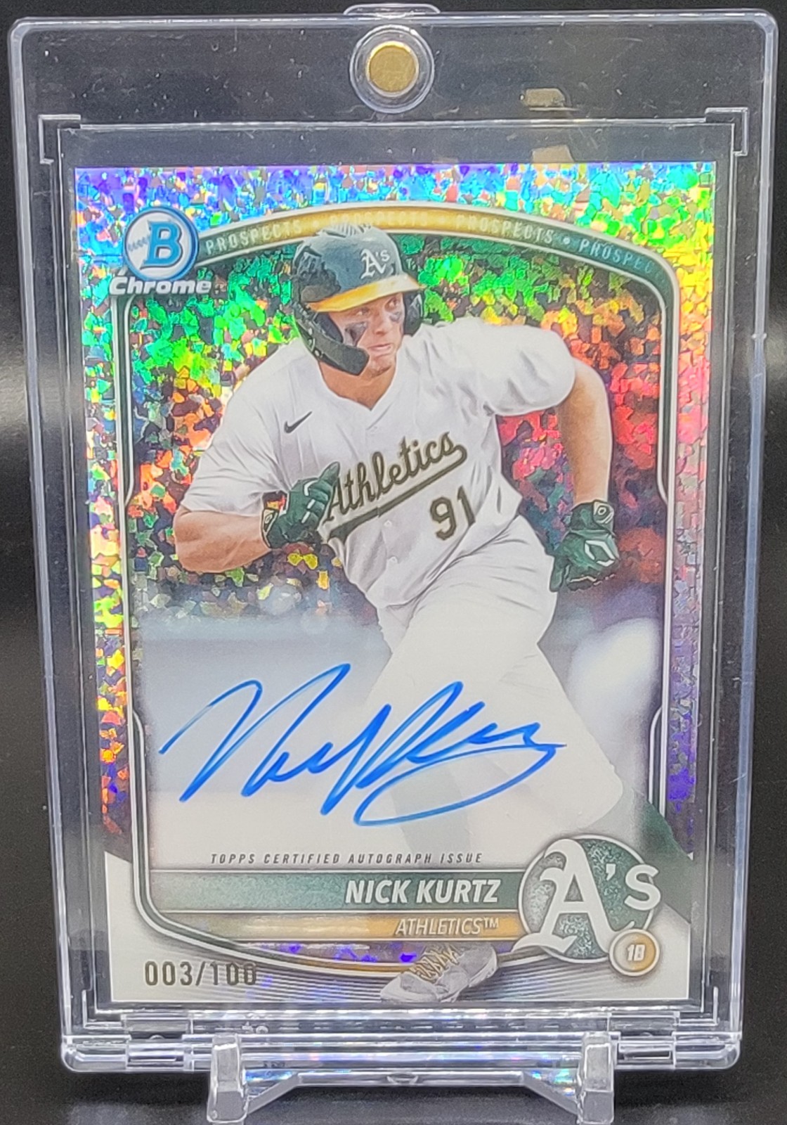 2025 Bowman Nick Kurtz Chrome Mini Diamond Auto /100 Athletics CPA-NK