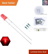 100pcs 3mm Red Blinking LED Diodes with Resistors - Instant Brightness for DIY