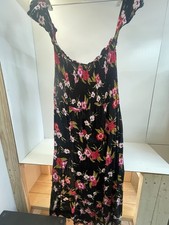 GUESS Women's Floral Print Maxi Dress Sz L Black