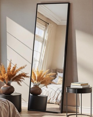 Full Length Mirror, Standing Large Floor Mirror with Aluminum Frame for Bedro...