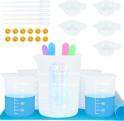 Silicone Measuring Cups Tool Kit for Resin, Non-Stick 250 & 100Ml