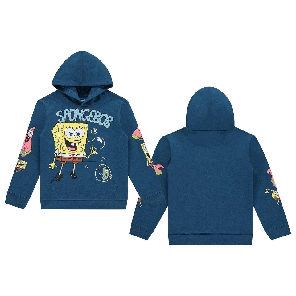 Bob Esponja Pantalones Cuadrados Niños Pullover Sudadera con Capucha - Niños Pequeños y Grandes Tallas 4-20 Azul Foto 3 de 4
