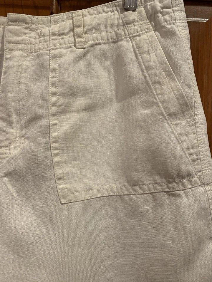 Pantalones Cortos Liz Claiborne Marfil Lino Talla 8 Clásicos Transpirables Ligeros Cuatro Bolsillos Foto 4 de 4