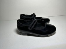 Stelle Girls Tap Dance Shoes Easy Strap Shiny Patent Black Size 10 EUC