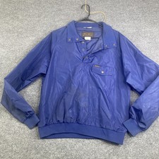Vintage Eddie Bauer Jacket Mens Medium Blue Nylon Pullover Windbreaker 90s