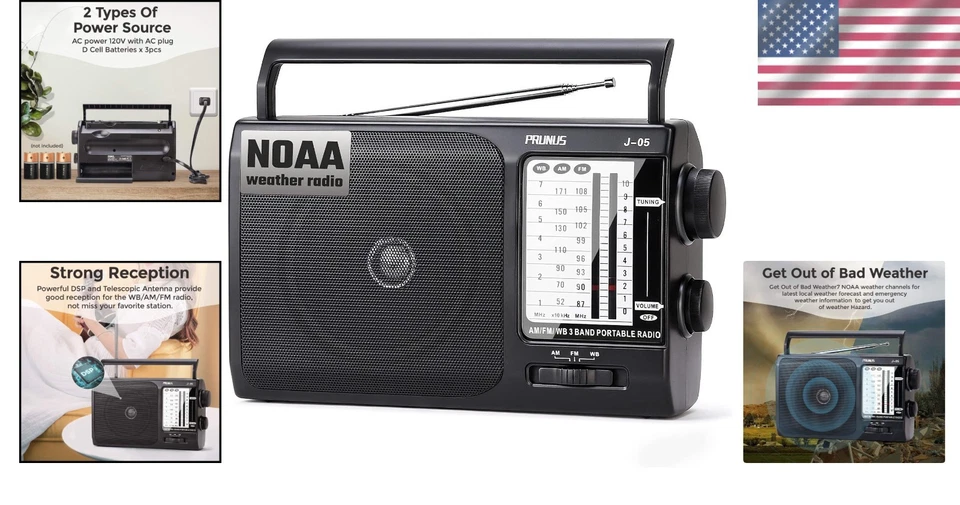 Heavy-Duty Portable AM/FM & Weather Radio – Perfect for Emergencies and Outdoors - Image 2 of 4