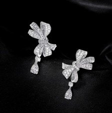 14k White Gold 3 Carat Diamond Earrings Lab Created Multi Shape Womens Stud