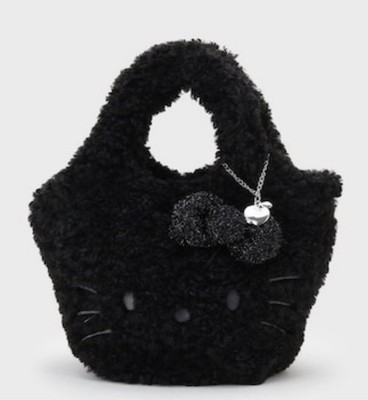 Hello Kitty x OPAQUE.CLIP Fuzzy Mini Tote Bag Black Kawaii Japan Limited